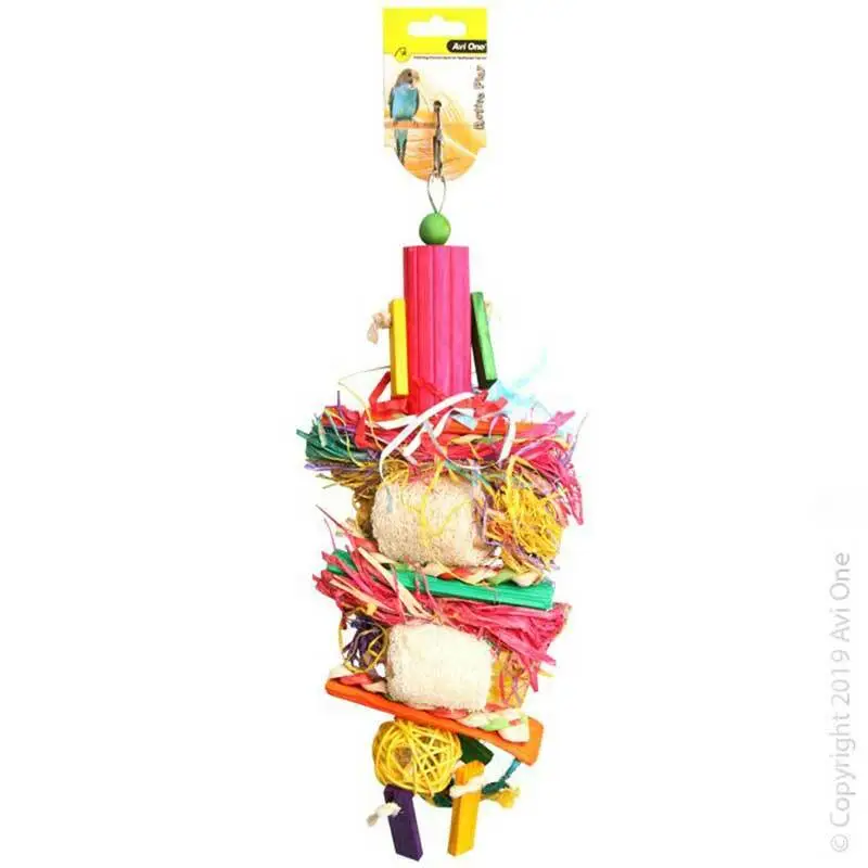 Avi One Loofah Rattan, Raffia & Wood Beads Toy 3 Avi One Loofah Rattan, Raffia & Wood Beads Toy