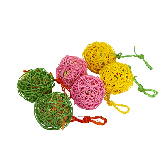 Kazoo Colourful Wicker Balls With Crinkle & Sisal - 6 Pack 3 Kazoo Colourful Wicker Balls With Crinkle & Sisal - 6 Pack